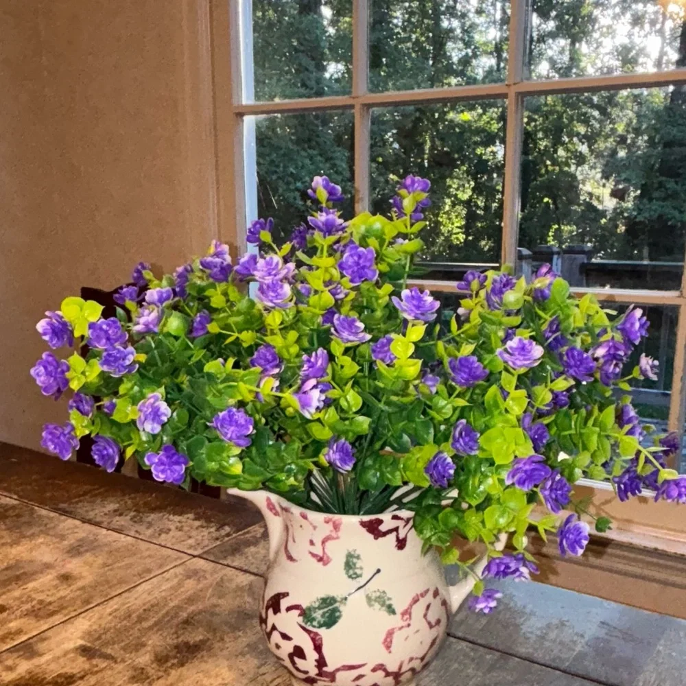 6 pcs Purple Artificial Flowers Outdoor Plastic Faux Flowers NWOT